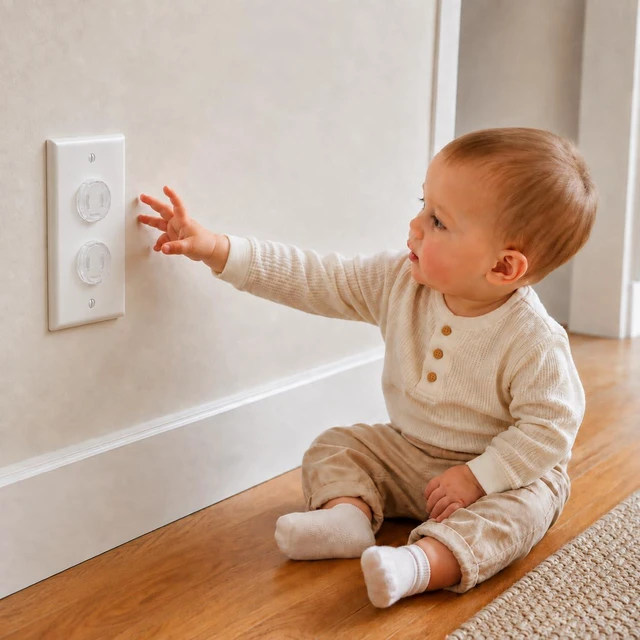 Alt view image 3 of 7 - 52 Pack Outlet Plug Covers, Clear Child Safety Protectors | Electrical Outlet Safety Caps, BPA Free Plastic, Adult Easy Release Design, Tool-Free Removal, Hidden Concave Edge