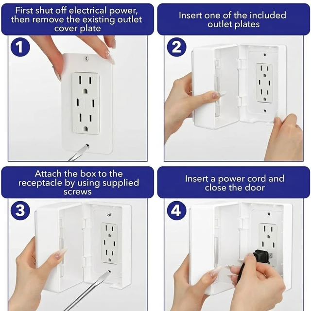 Alt view image 5 of 7 - Baby Safety Outlet Cover Box, Locking Baby Proof Outlet Covers | Locking Plug Covers for Electrical Outlets