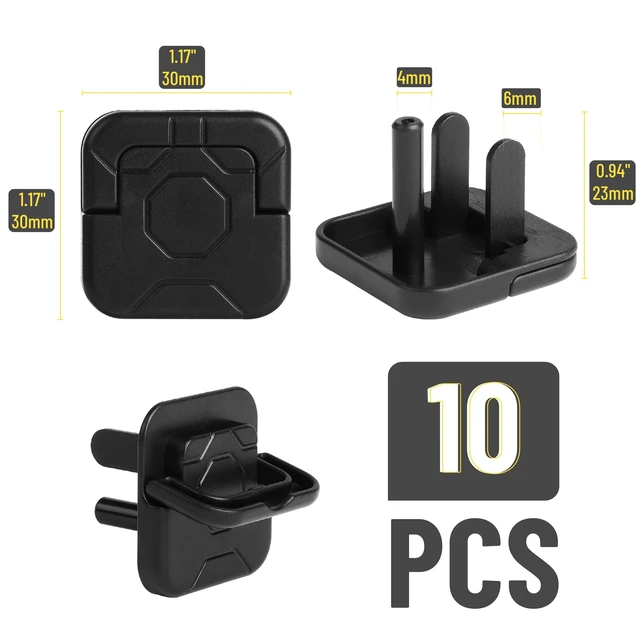 Alt view image 2 of 7 - Electrical Outlet Covers Baby Proofing, 10 Pack, Black, ABS Plastic, 3 Prongs & Hidden U Ring Design, Outlet Plug Covers Baby Proofing