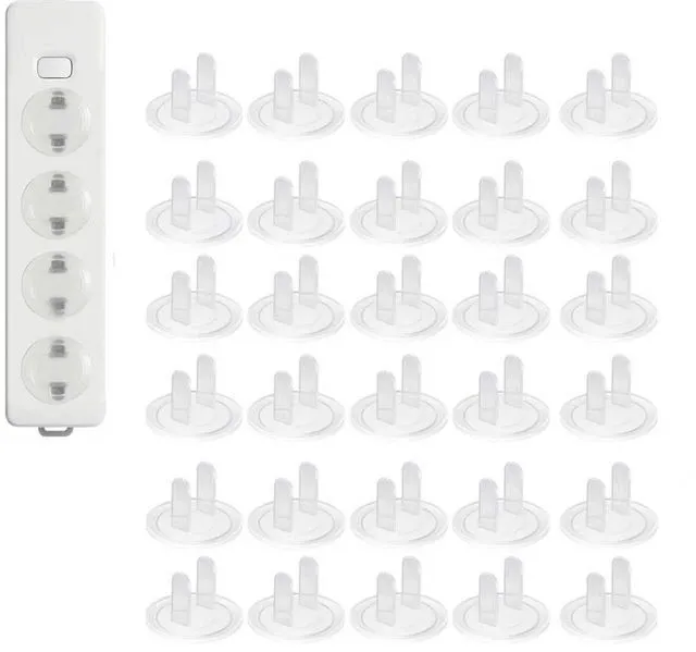Main image of Outlet Plug Covers, 30 Pcs, Transparent | US Electrical Outlet Safety Covers, Anti Electric Shock Protection, Plugs Protector Cover
