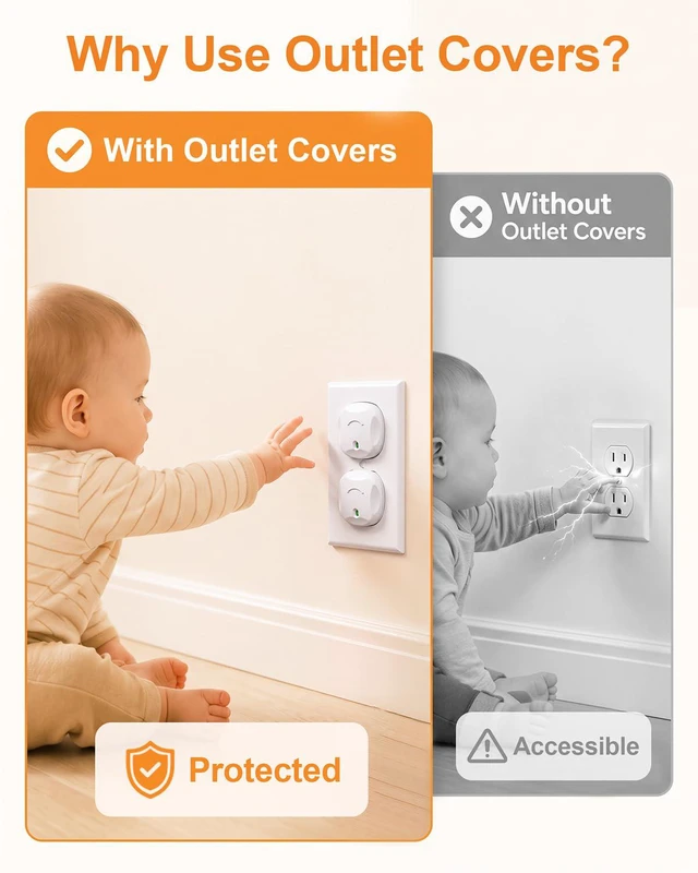 Alt view image 4 of 7 - Outlet Covers Baby Proofing, 24 Pack Child Proof Outlet Plug Covers | Socket Covers for Outlets with Rotating Unlock Design, Electrical Outlet Cover Fits US 3-Prong Wall Outlet for Home, School