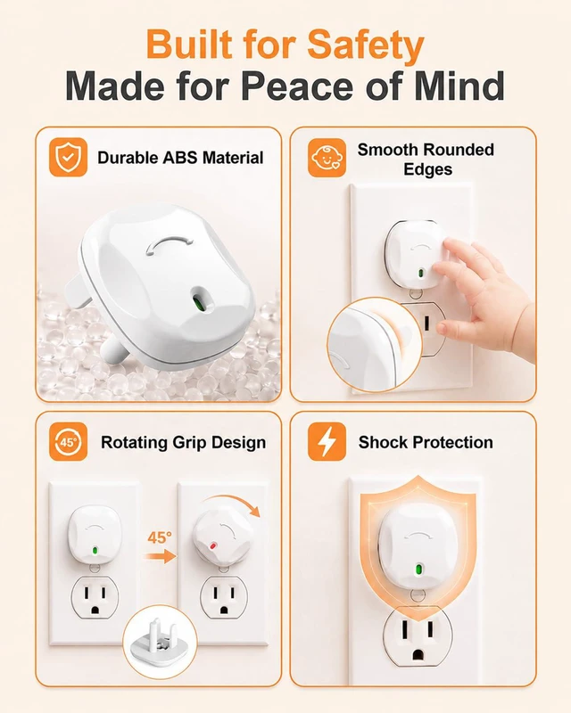 Alt view image 5 of 7 - Outlet Covers Baby Proofing, 24 Pack Child Proof Outlet Plug Covers | Socket Covers for Outlets with Rotating Unlock Design, Electrical Outlet Cover Fits US 3-Prong Wall Outlet for Home, School