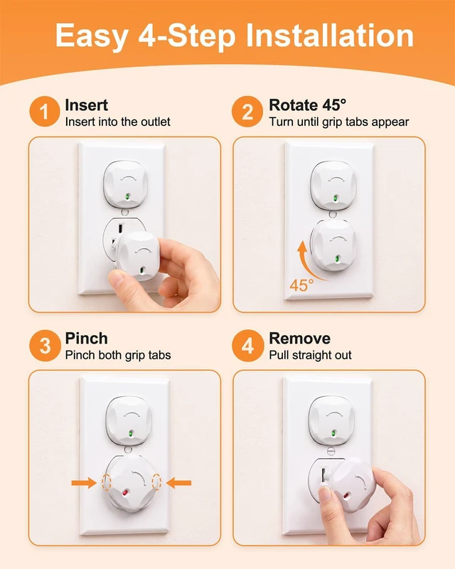 Alt view image 7 of 7 - Outlet Covers Baby Proofing, 24 Pack Child Proof Outlet Plug Covers | Socket Covers for Outlets with Rotating Unlock Design, Electrical Outlet Cover Fits US 3-Prong Wall Outlet for Home, School