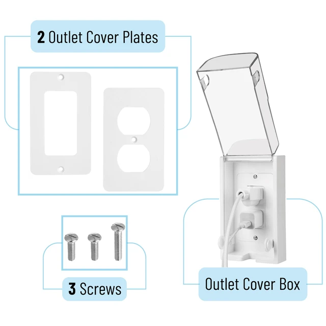Alt view image 3 of 7 - Baby Safety Outlet Cover Box, Clear Door, Baby Proof Outlet Covers, Plug Covers for Electrical Outlets