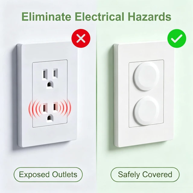 Alt view image 3 of 7 - 24 Pack Outlet Covers Baby Proofing, Baby Proof Outlet Covers, Plug Covers Baby Proofing, Childproof Electrical Socket Plug Protectors, Durable Socket Safety Guards for Home Hotel Travel