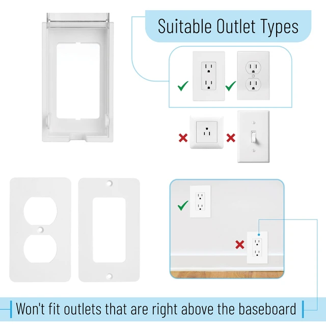 Alt view image 6 of 7 - Baby Safety Outlet Cover Box, Clear Door, Baby Proof Outlet Covers, Plug Covers for Electrical Outlets