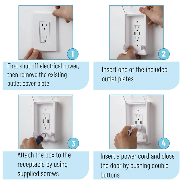 Alt view image 7 of 7 - Baby Safety Outlet Cover Box, Clear Door, Baby Proof Outlet Covers, Plug Covers for Electrical Outlets