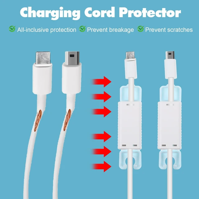 Alt view image 2 of 7 - 10Pcs Baby Proof Charger Cord Protectors, Childproof USB Charger Cords Covers Universal Toddlers Safety Phone Power Outlet Protector Covers Electrical Cord Cover(Blue and White)