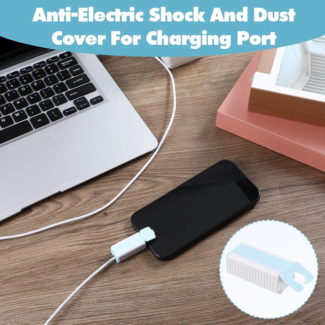 Alt view image 7 of 7 - 10Pcs Baby Proof Charger Cord Protectors, Childproof USB Charger Cords Covers Universal Toddlers Safety Phone Power Outlet Protector Covers Electrical Cord Cover(Blue and White)