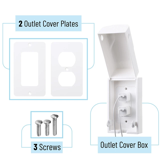 Alt view image 2 of 7 - Baby Safety Outlet Cover Box - Plug Covers for Electrical Outlets, Child Proof Outlet Cover, Socket Covers for Outlets
