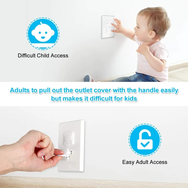 Alt view image 2 of 7 - Mom's Choice Gold Awards Winner - Outlet Covers with Hidden Pull Handle Baby Proofing Plug Covers (45 Pack) 3-Prong Child Safety Socket Covers Electrical Outlet Protectors Kid Proof Outlet Cap
