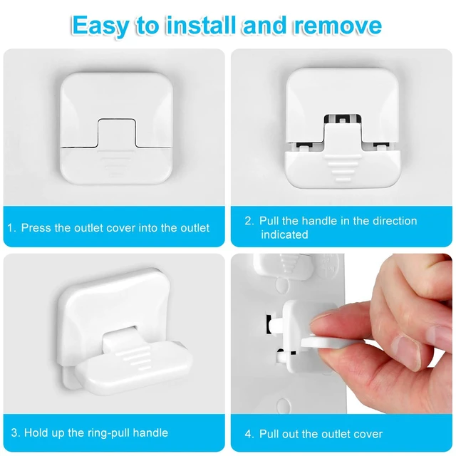 Alt view image 7 of 7 - Mom's Choice Gold Awards Winner - Outlet Covers with Hidden Pull Handle Baby Proofing Plug Covers (45 Pack) 3-Prong Child Safety Socket Covers Electrical Outlet Protectors Kid Proof Outlet Cap