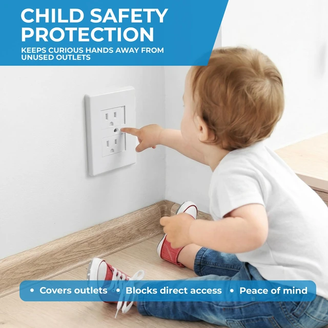 Alt view image 5 of 7 - Safe Plate Electrical Outlet Covers, White | Baby Proof Electrical Outlet Cover with Self-Closing Sliding Safety Plate for Standard Wall Sockets, Easy Installation, White