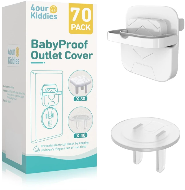 Main image of 70 Pack Outlet Covers Baby Proofing, Plug Covers Safety Set | Protect from Power Shock; Easy Pull-ring Removal Style 30 Pcs & Transparent Plugs 40 Pcs; No-tool Setup