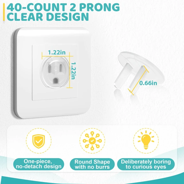 Alt view image 5 of 7 - 70 Pack Outlet Covers Baby Proofing, Plug Covers Safety Set | Protect from Power Shock; Easy Pull-ring Removal Style 30 Pcs & Transparent Plugs 40 Pcs; No-tool Setup
