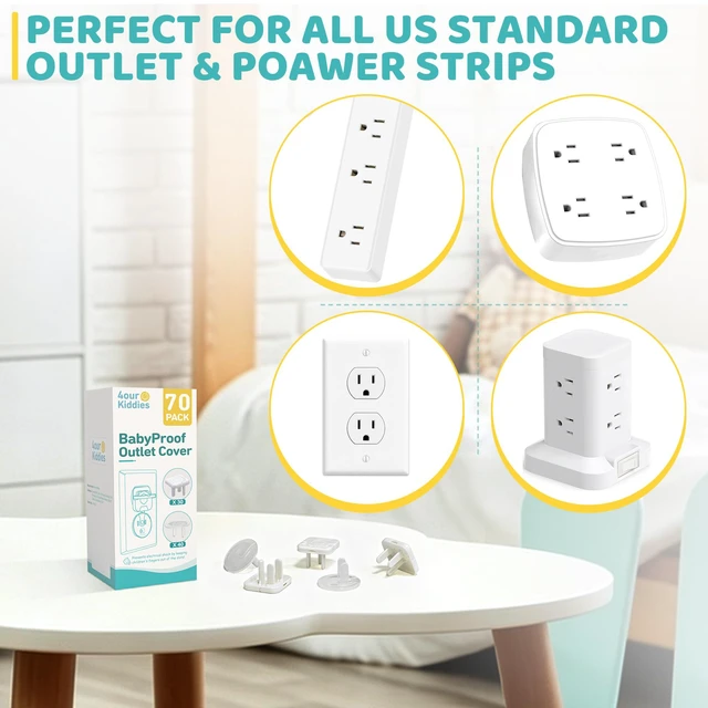 Alt view image 6 of 7 - 70 Pack Outlet Covers Baby Proofing, Plug Covers Safety Set | Protect from Power Shock; Easy Pull-ring Removal Style 30 Pcs & Transparent Plugs 40 Pcs; No-tool Setup