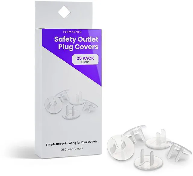 Main image of Safety Outlet Plug Covers 25-Pack, Clear Childproof, Tamper-Resistant Plug Protectors and Outlet Covers for Baby Safety, Durable and Easy to Install Electrical Outlet Covers