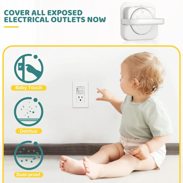 Alt view image 4 of 7 - 45 Pack Outlet Covers Baby & Pet Proofing, White Plug Covers | Electric Socket Covers with Hidden Pull Handle for Child Safety, Plug Protectors to Prevent Power Shock for Toddlers & Kids