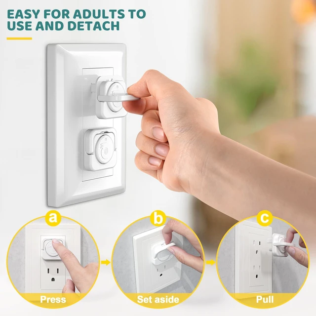 Alt view image 5 of 7 - 45 Pack Outlet Covers Baby & Pet Proofing, White Plug Covers | Electric Socket Covers with Hidden Pull Handle for Child Safety, Plug Protectors to Prevent Power Shock for Toddlers & Kids
