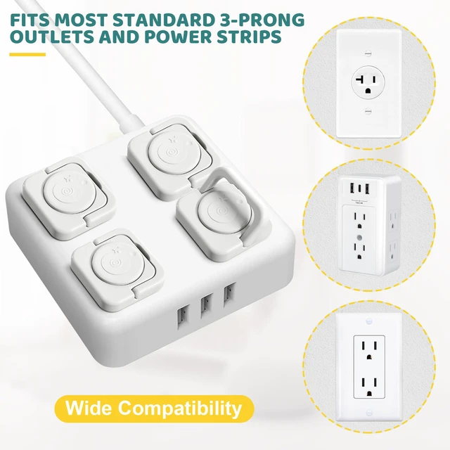 Alt view image 6 of 7 - 45 Pack Outlet Covers Baby & Pet Proofing, White Plug Covers | Electric Socket Covers with Hidden Pull Handle for Child Safety, Plug Protectors to Prevent Power Shock for Toddlers & Kids