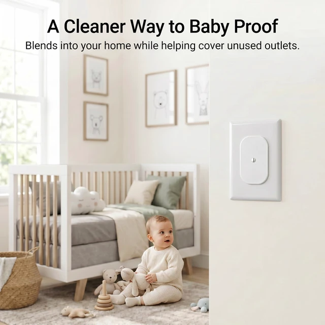 Alt view image 2 of 7 - Baby Proof Outlet Covers, Screw-On Plates for Duplex Outlets (4) | Reusable screw-on plates cover standard duplex outlets to help restrict access in nurseries and living spaces.