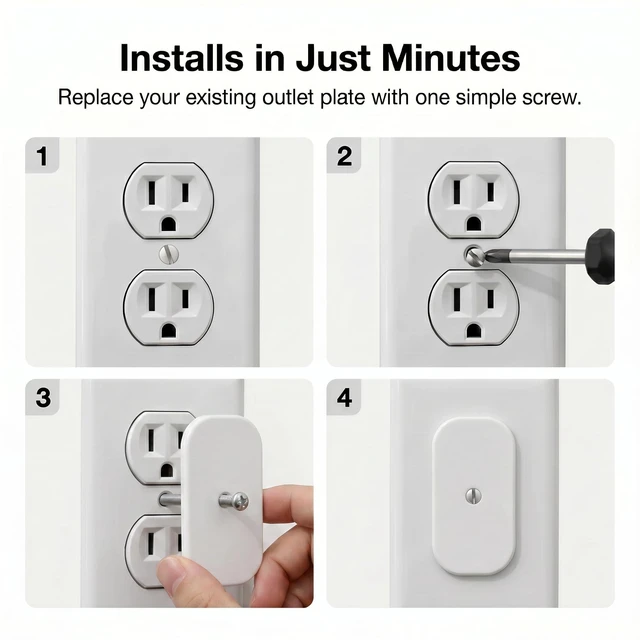 Alt view image 5 of 7 - Baby Proof Outlet Covers, Screw-On Plates for Duplex Outlets (4) | Reusable screw-on plates cover standard duplex outlets to help restrict access in nurseries and living spaces.