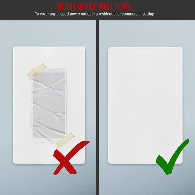 Alt view image 4 of 7 - Screwless Blank Wall Plate, 1-Gang Outlet Covers, 1 Pack, White | Child safety, modern & clean finish, standard size, cover unused electrical box/outlet/switch, UL-listed, easy to install