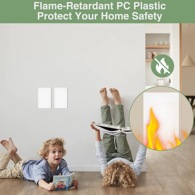 Alt view image 3 of 7 - Screwless Blank Wall Plate Cover 4 Pack 1-Gang Blank Outlet Switch Covers Plate No Device Electrical Faceplate Standard Size 4.69" x 2.92" Impact Resistant, Gloss White