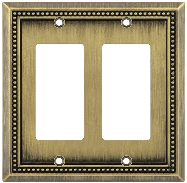 Main image of Sunken Pearls Heavy Duty Decorative Wall Plate Switch Plate Outlet Cover (Double Decorator, Antique Brass)