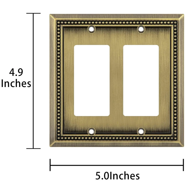 Alt view image 3 of 7 - Sunken Pearls Heavy Duty Decorative Wall Plate Switch Plate Outlet Cover (Double Decorator, Antique Brass)