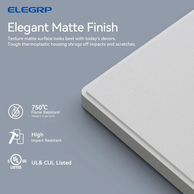 Alt view image 2 of 6 - Blank Wall Plate Cover, 1-Gang Screwless Blank Outlet Plate, Mid-Size 4.88" x 3.13" Unbreakable Thermoplastic Blank Faceplate Cover for Unused Outlets/Switches, UL Listed (5 Pack, Matte White)