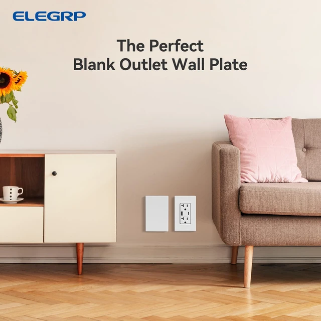 Alt view image 6 of 6 - Blank Wall Plate Cover, 1-Gang Screwless Blank Outlet Plate, Mid-Size 4.88" x 3.13" Unbreakable Thermoplastic Blank Faceplate Cover for Unused Outlets/Switches, UL Listed (5 Pack, Matte White)