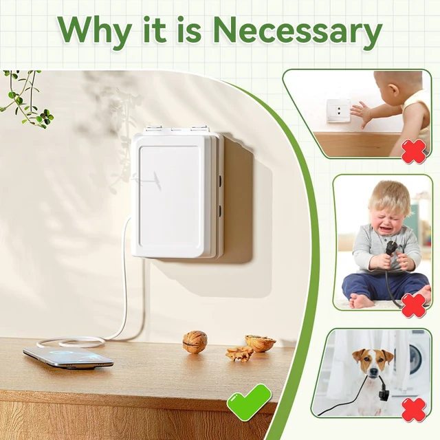 Alt view image 3 of 7 - Extra Large Electrical Outlet Box, Indoor Wall Electrical Outlet Cover, Baby Safety Plug Cover, Easy to Use, Large Interior Space. (1 Pack, White)