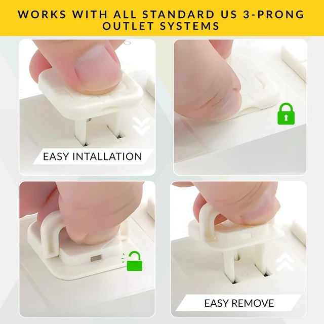 Alt view image 6 of 7 - 60 Pack Outlet Covers Baby Proofing with Pull Handle- Plug Covers Baby Proofing- White Baby Proof Outlet Covers 3 Prong Child Proof Outlet Cover- Shock Prevent Plug Protectors Baby Proof Plug Covers