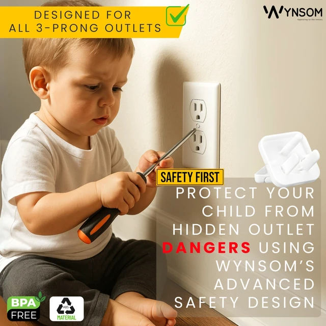 Alt view image 7 of 7 - 60 Pack Outlet Covers Baby Proofing with Pull Handle- Plug Covers Baby Proofing- White Baby Proof Outlet Covers 3 Prong Child Proof Outlet Cover- Shock Prevent Plug Protectors Baby Proof Plug Covers