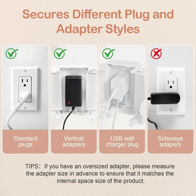 Alt view image 5 of 7 - Child Proof Outlet Cover, Double Lock System, Duplex & Decorator Electrical Outlet Plates, Indoor Wall Outlet Covers Box, White, Large Interior Space