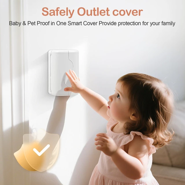 Alt view image 4 of 7 - Child Proof Outlet Cover, Double Lock System, Duplex & Decorator Electrical Outlet Plates, Indoor Wall Outlet Covers Box, White, Large Interior Space