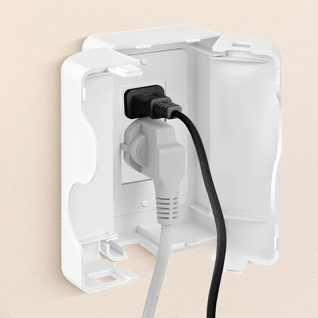 Main image of Child Proof Outlet Cover, Double Lock System, Duplex & Decorator Electrical Outlet Plates, Indoor Wall Outlet Covers Box, White, Large Interior Space