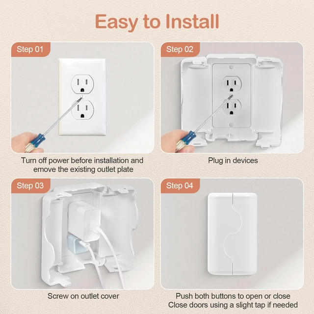 Alt view image 7 of 7 - Child Proof Outlet Cover, Double Lock System, Duplex & Decorator Electrical Outlet Plates, Indoor Wall Outlet Covers Box, White, Large Interior Space