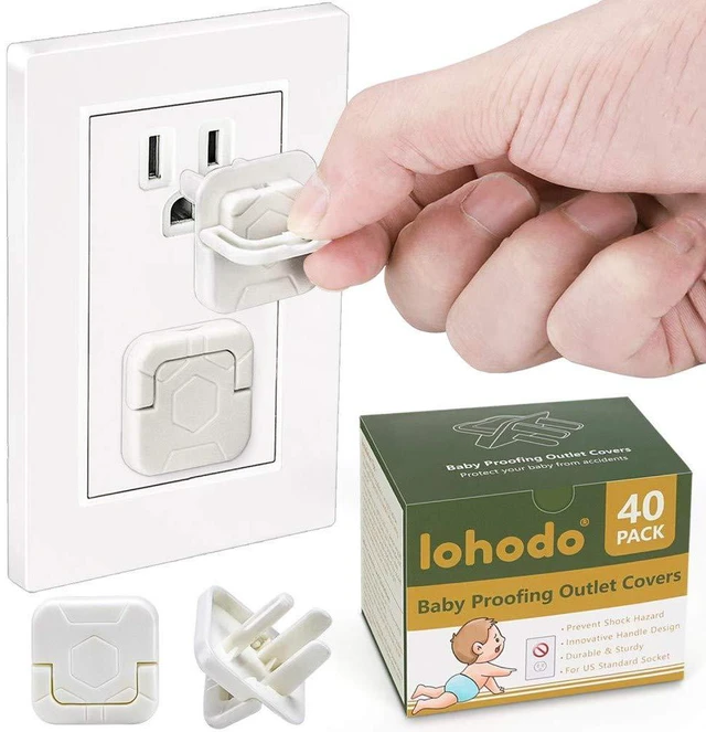 Main image of Outlet Covers Baby Proofing Socket Protectors Child Safety Plug Caps Difficult for Toddler to Remove Electric Shock Guard for US 3-Prong White 40 Pack