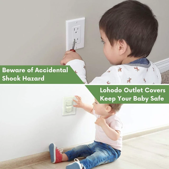Alt view image 2 of 6 - Outlet Covers Baby Proofing Socket Protectors Child Safety Plug Caps Difficult for Toddler to Remove Electric Shock Guard for US 3-Prong White 40 Pack