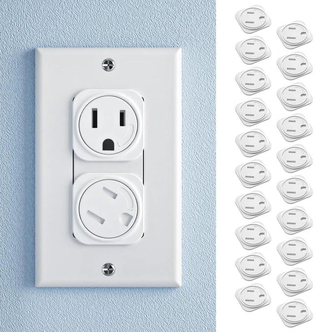 Main image of 20 Pcs Electrical Safety Plug Socket Covers US, Child Baby Safety Plug Socket Covers for Sockets, Protection Against Electric Shock for Children (White)