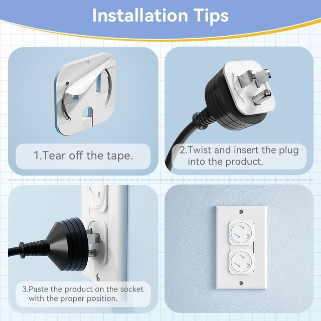 Alt view image 3 of 7 - 20 Pcs Electrical Safety Plug Socket Covers US, Child Baby Safety Plug Socket Covers for Sockets, Protection Against Electric Shock for Children (White)
