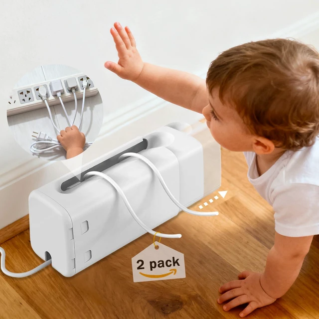 Main image of Baby Proof Power Strip Cover Box, 2 Pack | Adjustable Length,Baby Proof Cords,Baby Proof Surge Protector,Fits Most Power Strip,Lock System,Simple to Use,ABS