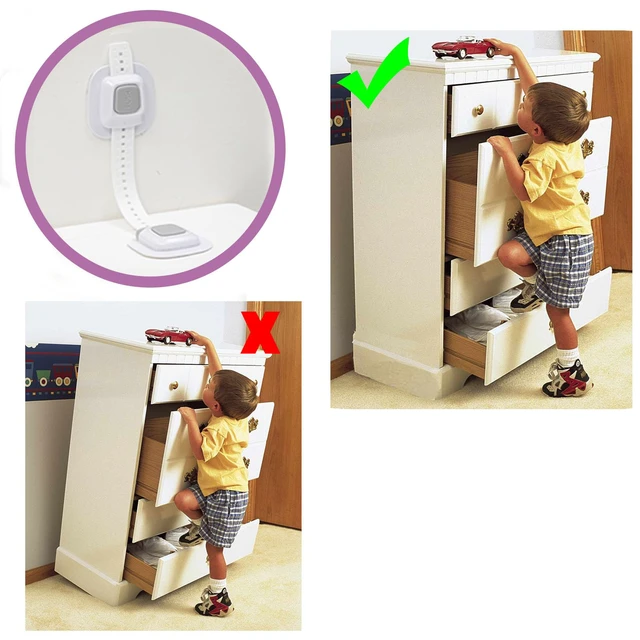 Alt view image 4 of 7 - No Drill Furniture Anchor, Adjustable Strap, 4 Pack | Anti-tip, Baby Proofing, 3M Adhesive Multi-Purpose