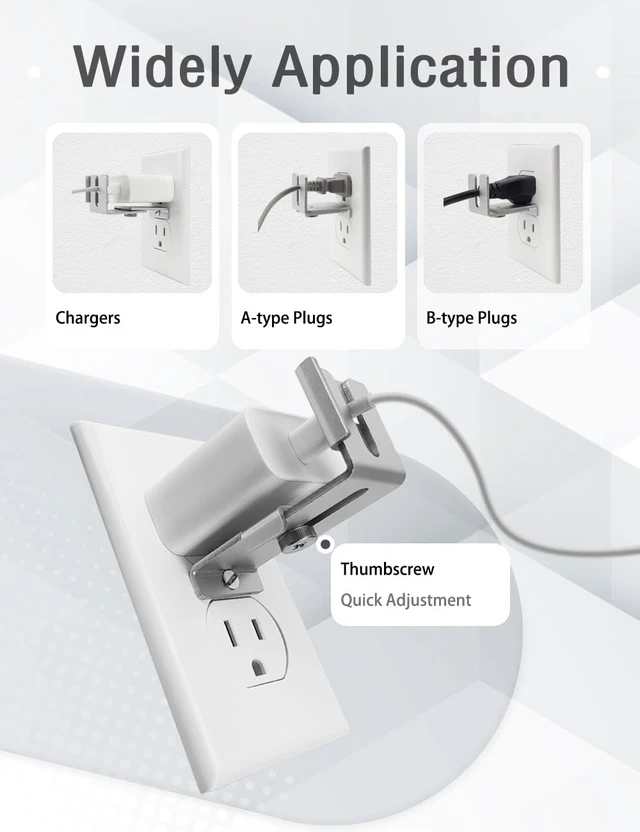 Alt view image 3 of 6 - Outlet Lock, Silver, 1-Pack | Adjustable Metal Security Device, Effectively Prevents Power Plug Accidental Unplugging for Surveillance & Home Equipment