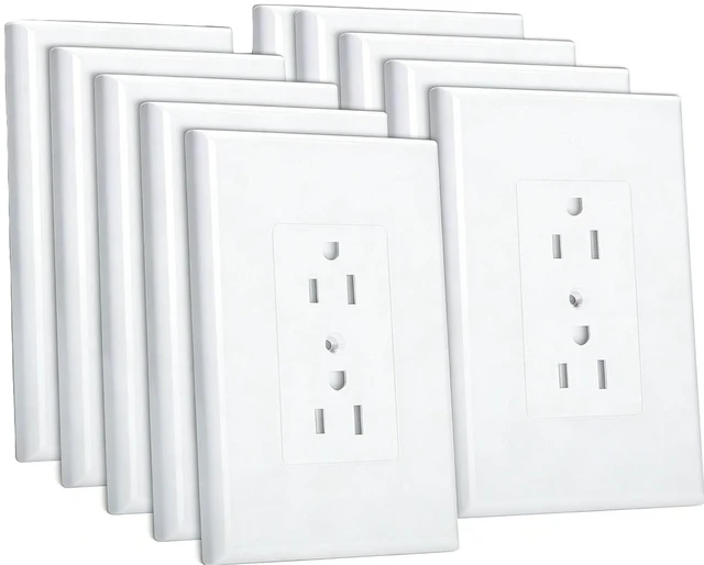Main image of 10 Pack Duplex Outlet Covers Wall Plates 1-Gang Switch Outlet Electrical Cover Plate Unbreakable Thermoplastic Faceplate for Light Receptacle Outlet Switch, White