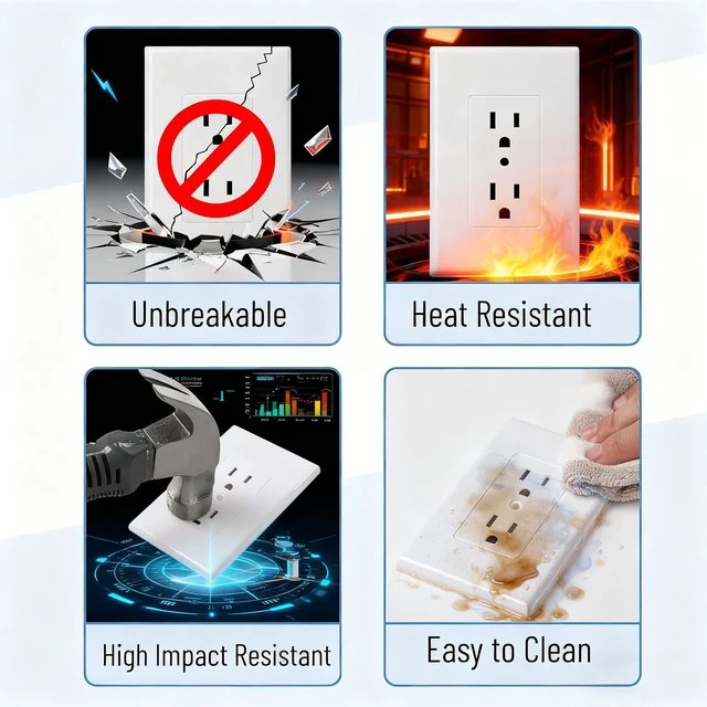Alt view image 2 of 5 - 10 Pack Duplex Outlet Covers Wall Plates 1-Gang Switch Outlet Electrical Cover Plate Unbreakable Thermoplastic Faceplate for Light Receptacle Outlet Switch, White