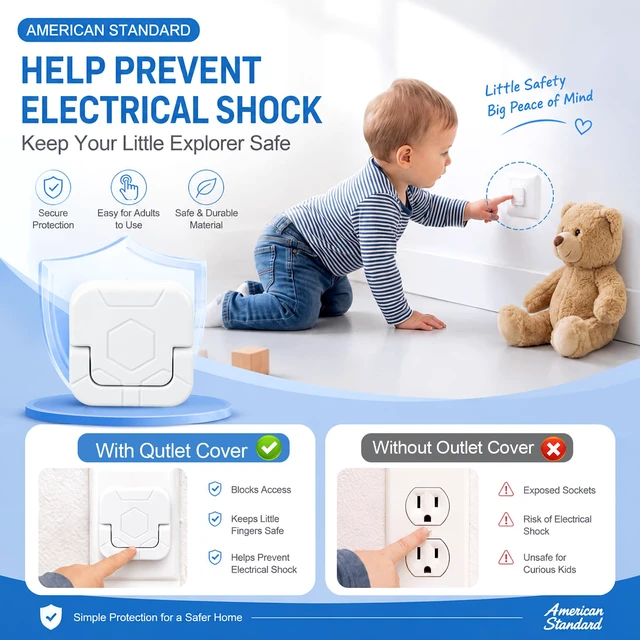 Alt view image 2 of 6 - 150 Pack Outlet Covers Baby Proofing Bulk, White, ABS | Socket Protector for Standard Us 2-prong and 3-prong Electrical Outlets, Safety Electrical Plug Protectors Cover, Baby Safety