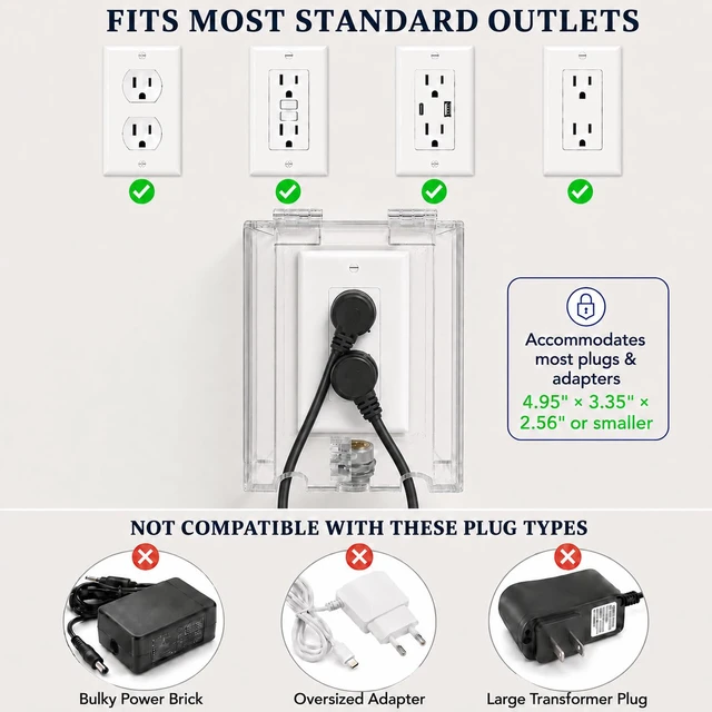 Alt view image 3 of 7 - Infant Safety Outlet Lock Box, wall Outlet Lock Box, Lock Box for Electrical outlets with outlets, Easy to Install, Accommodates Most Plugs and adapters 4.95 X 3.35 X 2.56 or Smaller